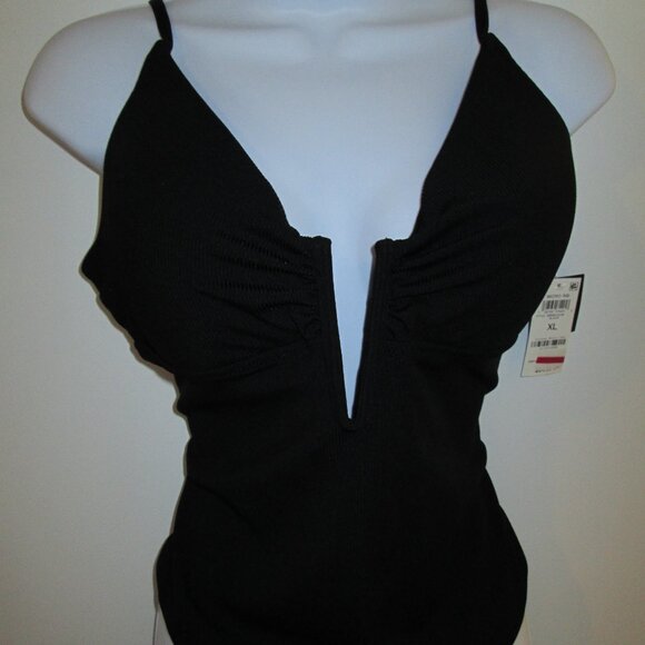 Bar III Ribbed Lace-Back Swimsuit Black NWT Sz XL - Picture 5 of 11